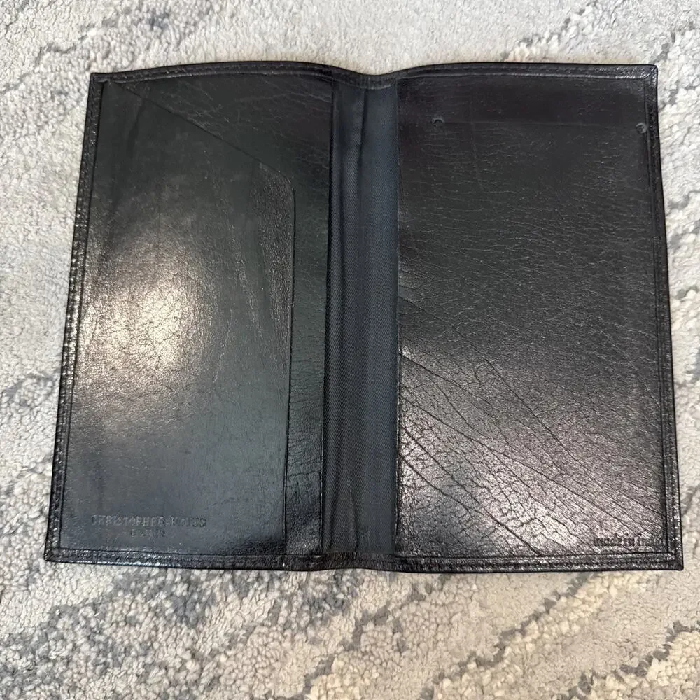 Vintage Christopher Hayes Checkbook Cover Wallet Calfskin Leather Wallet